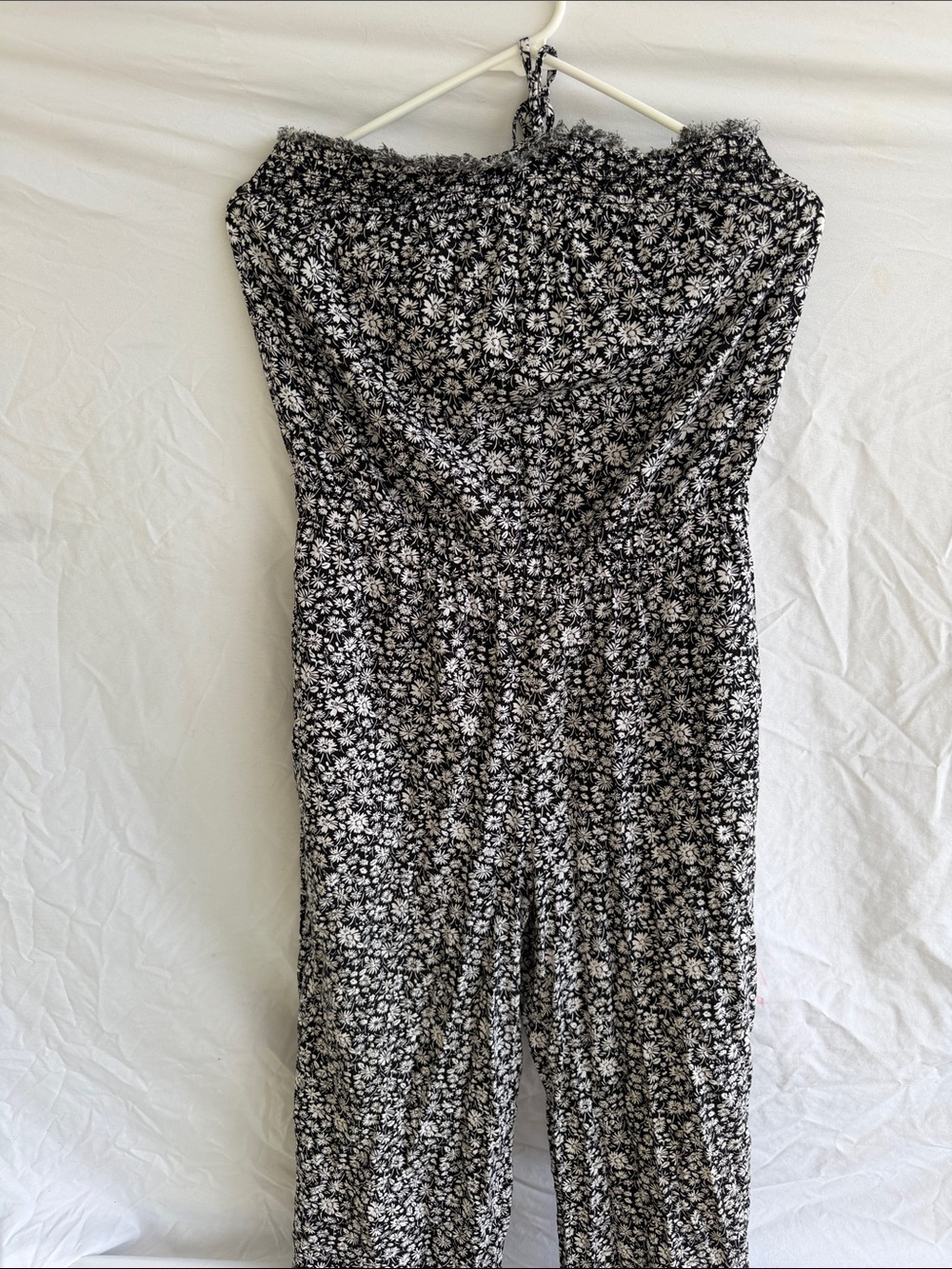 American Eagle Outfitters Black & White Floral Smocked Jumpsuit M Boho